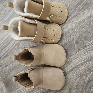 Adorable Tan Baby Booties Set